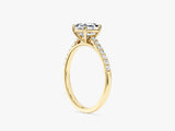 Asscher Cut Moissanite Engagement Ring with Pave Set Side Stones (1.00 CT)