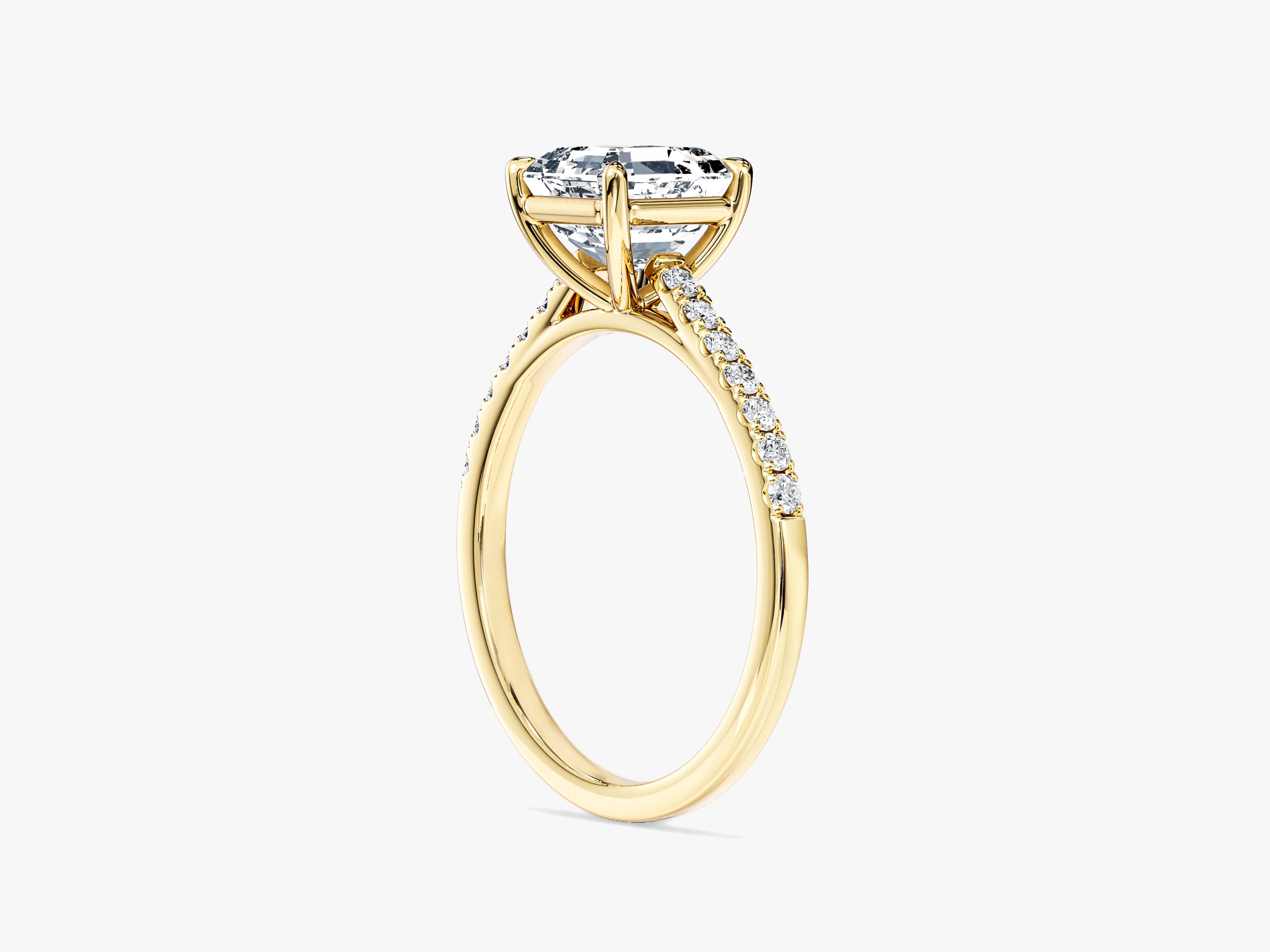Asscher Cut Lab Grown Diamond Engagement Ring with Pave Set Side Stones (1.50 CT)