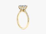 Asscher Cut Lab Grown Diamond Engagement Ring with Pave Set Side Stones (1.50 CT)