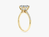 Asscher Cut Lab Grown Diamond Engagement Ring with Pave Set Side Stones (2.00 CT)