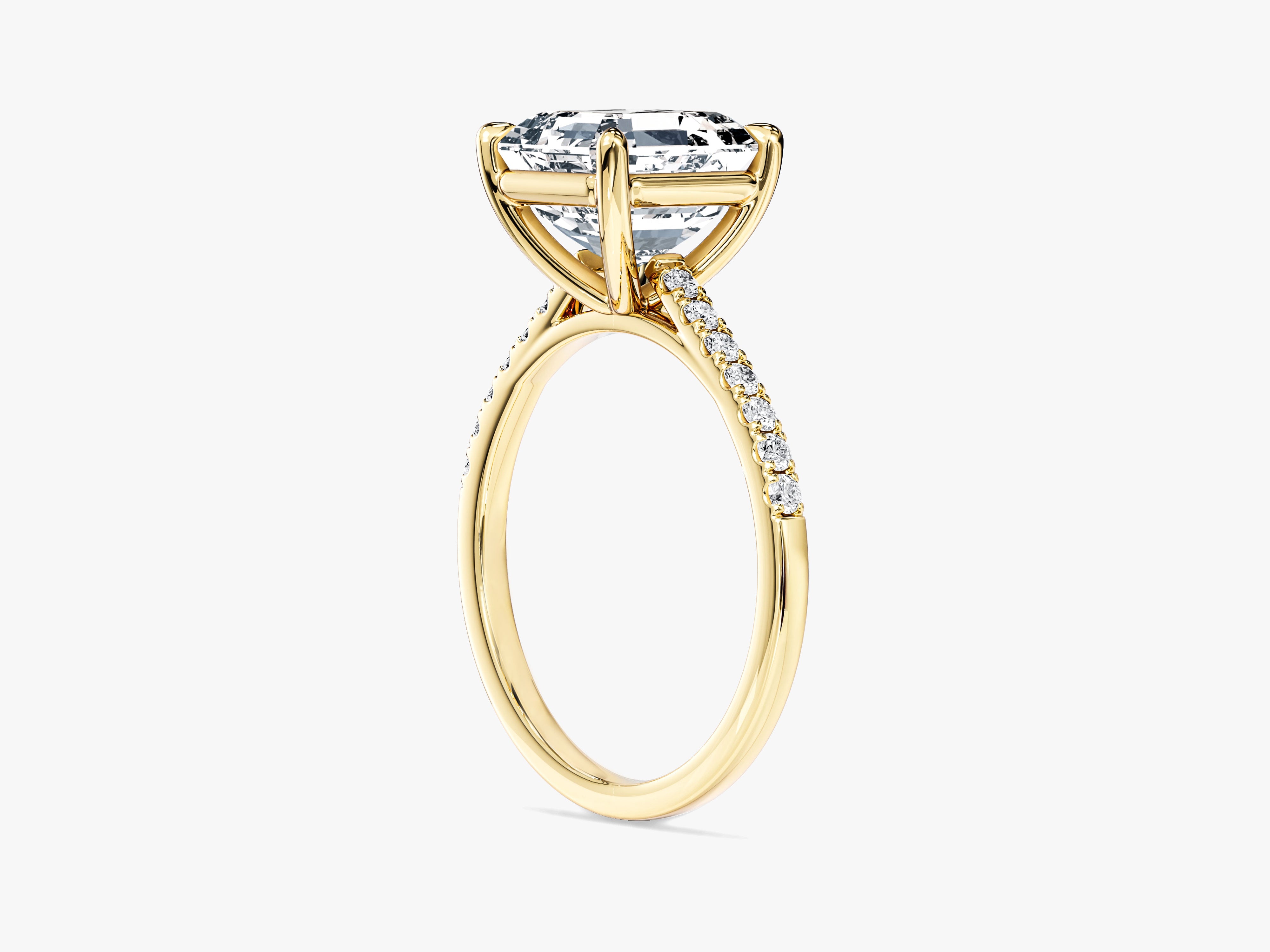 Asscher Cut Lab Grown Diamond Engagement Ring with Pave Set Side Stones (3.00 CT)