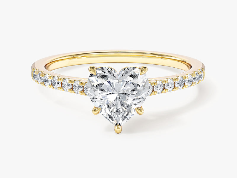 Heart Cut Lab Grown Diamond Engagement Ring with Pave Set Side Stones (1.00 CT)