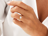 Heart-shaped diamond engagement ring on a woman's hand