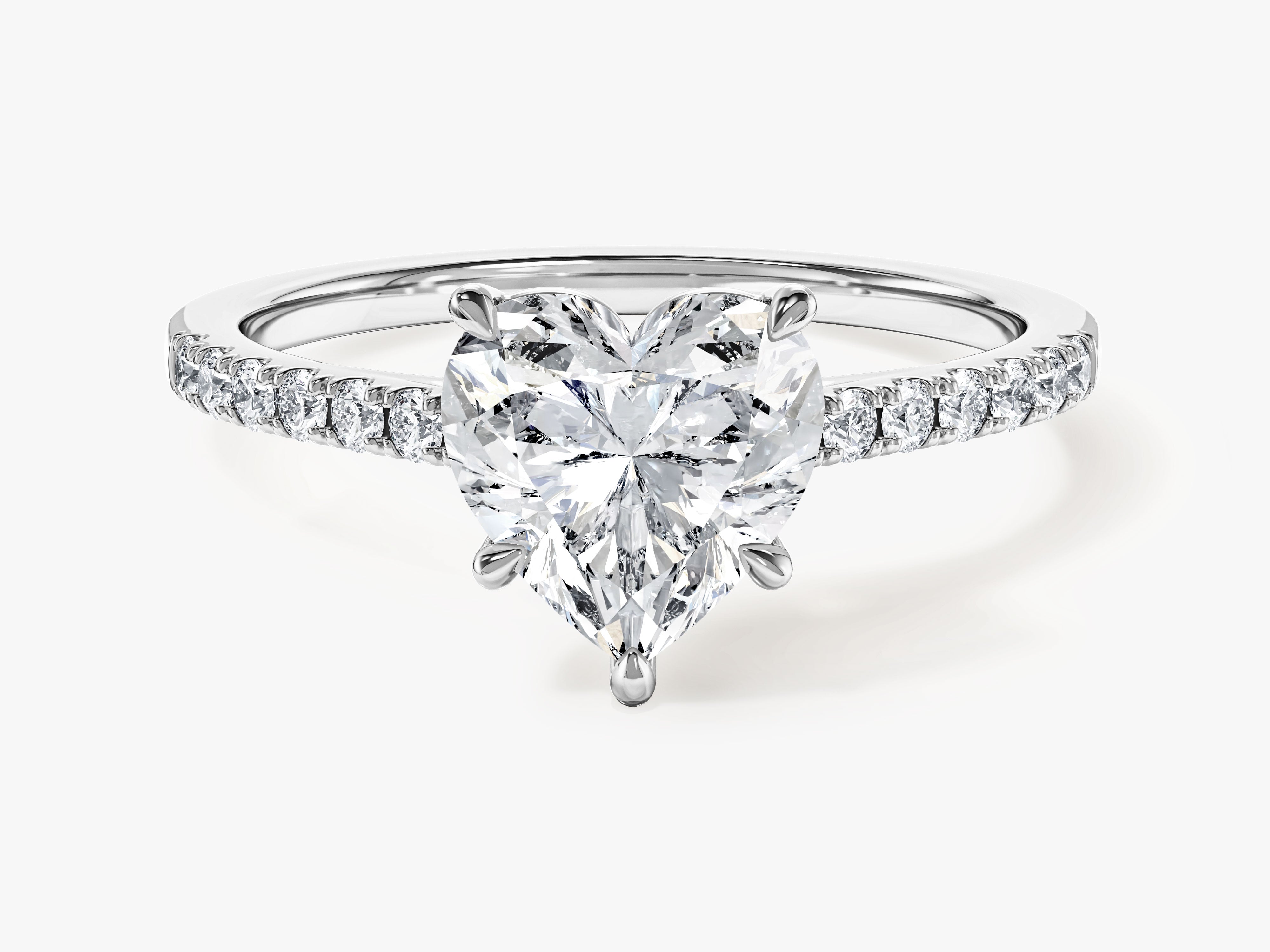 Heart Cut Moissanite Engagement Ring with Pave Set Side Stones (1.50 CT)