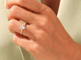 Heart-shaped diamond ring on a hand, fine jewelry for her