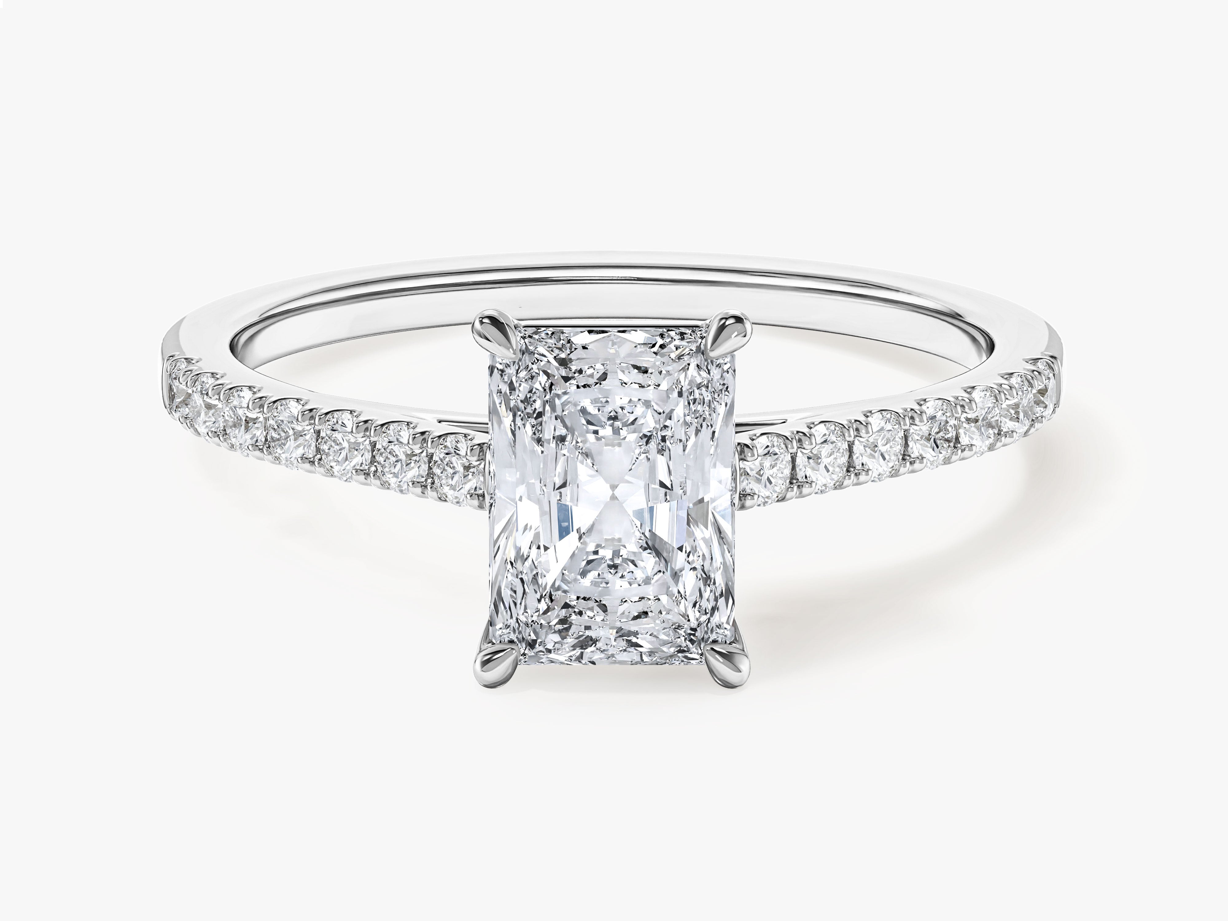 Radiant Cut Moissanite Engagement Ring with Pave Set Side Stones (1.00 CT)