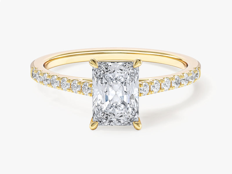 Radiant Cut Moissanite Engagement Ring with Pave Set Side Stones (1.00 CT)