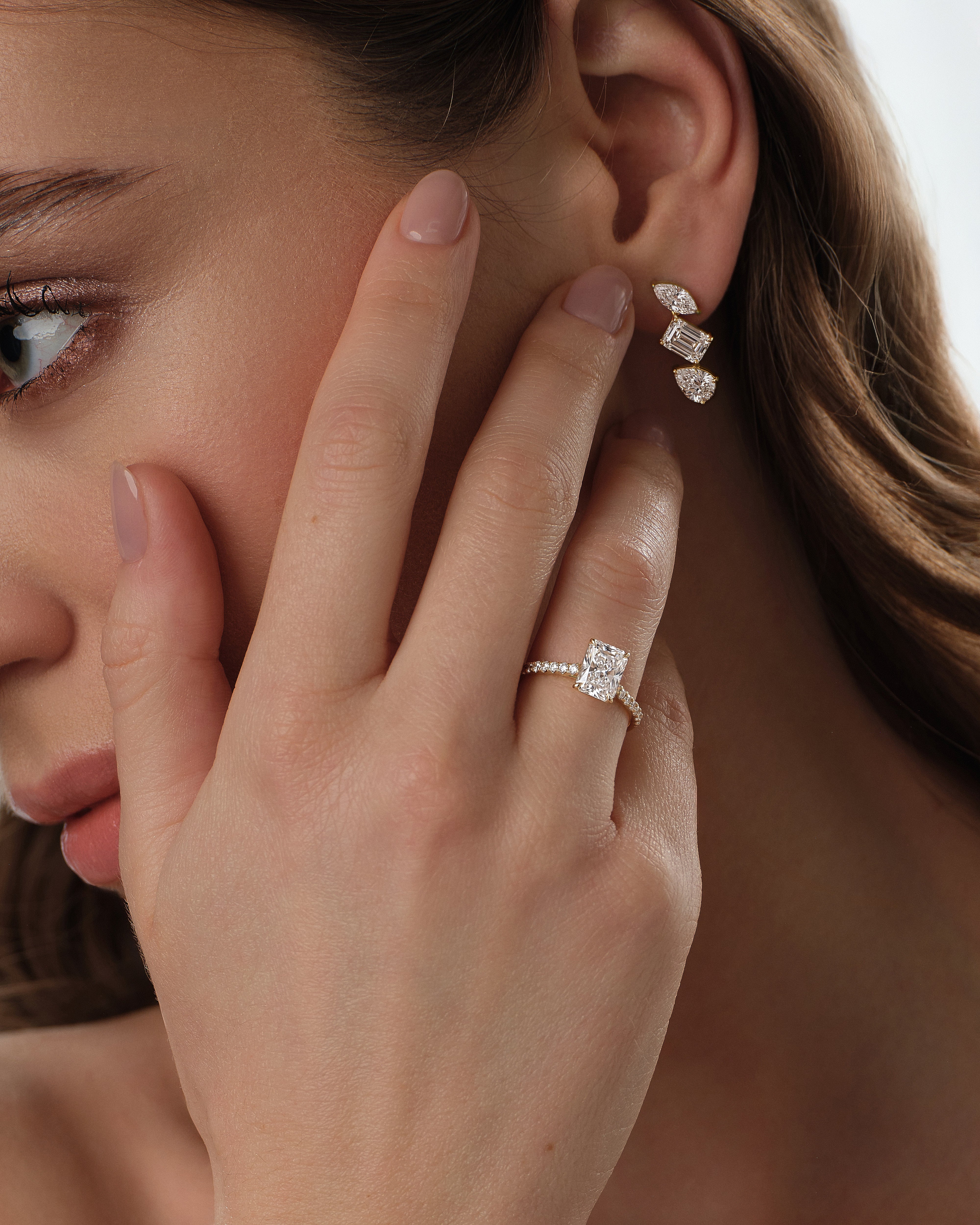 Radiant Cut Moissanite Engagement Ring with Pave Set Side Stones (1.50 CT)