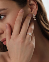 Radiant Cut Moissanite Engagement Ring with Pave Set Side Stones (1.50 CT)