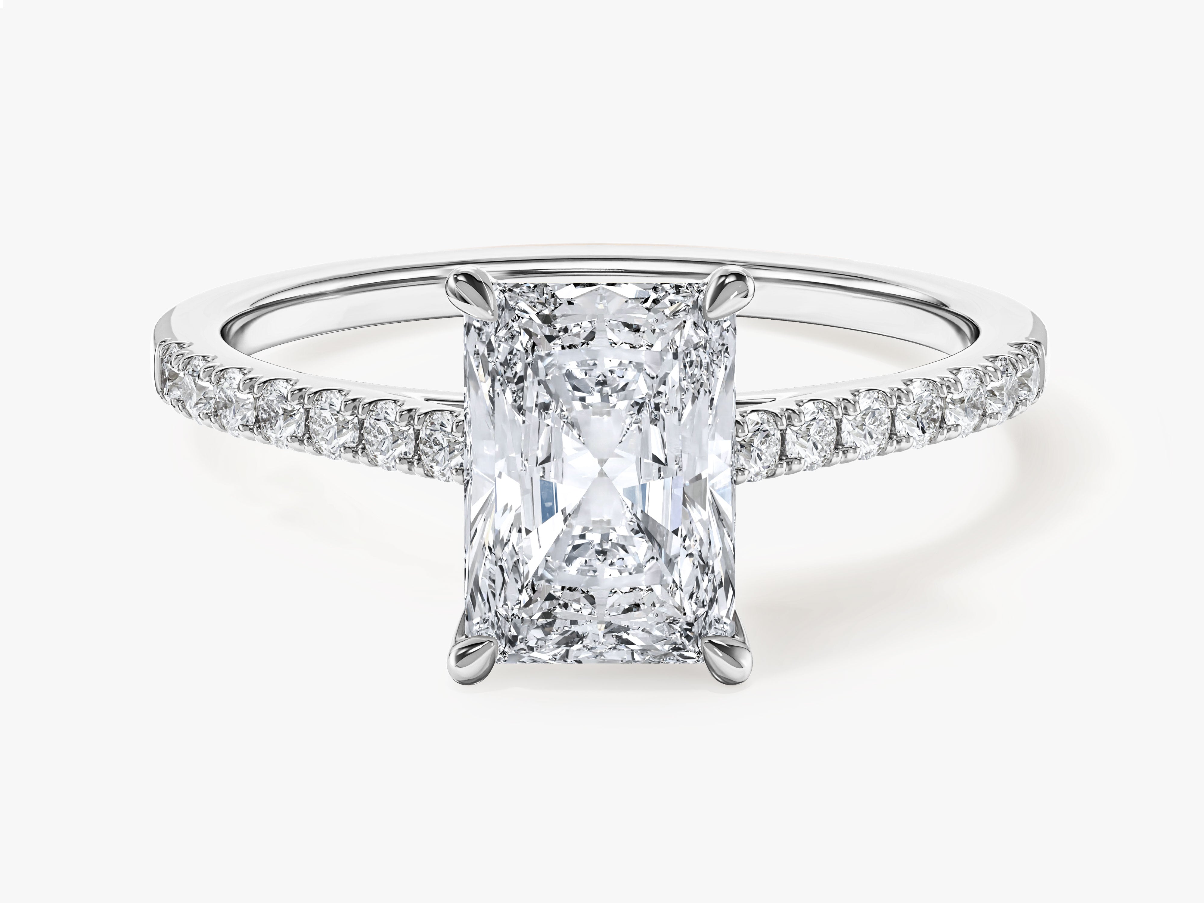 Radiant Cut Moissanite Engagement Ring with Pave Set Side Stones (1.50 CT)