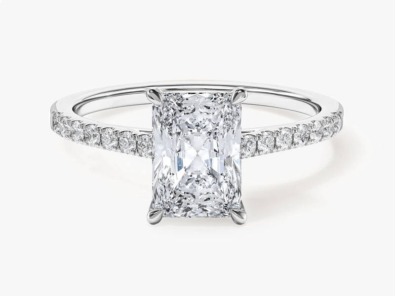 Radiant Cut Moissanite Engagement Ring with Pave Set Side Stones (1.50 CT)