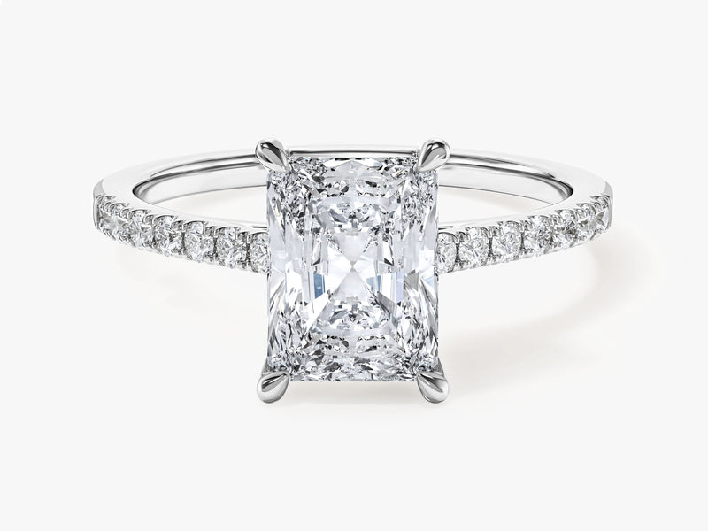 Radiant Cut Moissanite Engagement Ring with Pave Set Side Stones (2.00 CT)