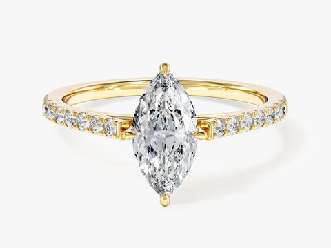 Marquise Cut Moissanite Engagement Ring with Pave Set Side Stones (1.00 CT)
