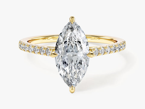 Marquise Cut Moissanite Engagement Ring with Pave Set Side Stones (1.50 CT)