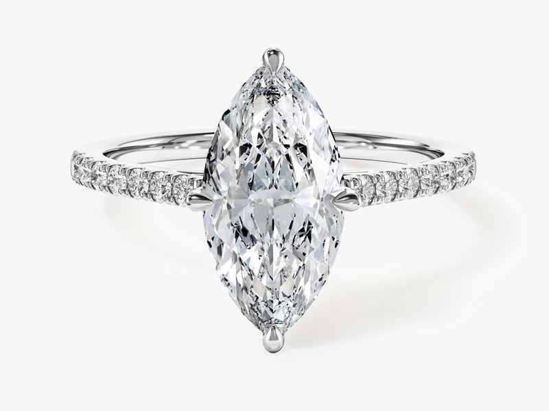 Marquise Cut Moissanite Engagement Ring with Pave Set Side Stones (2.00 CT)