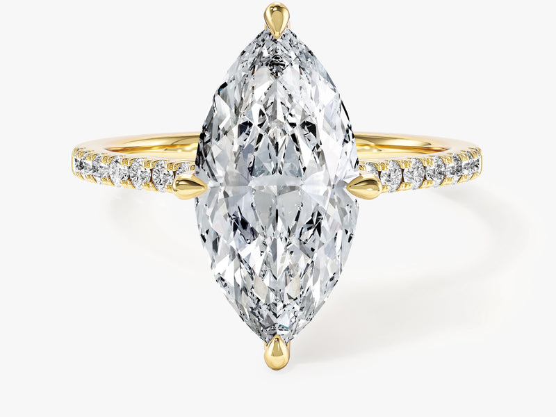 Marquise Cut Moissanite Engagement Ring with Pave Set Side Stones (3.00 CT)