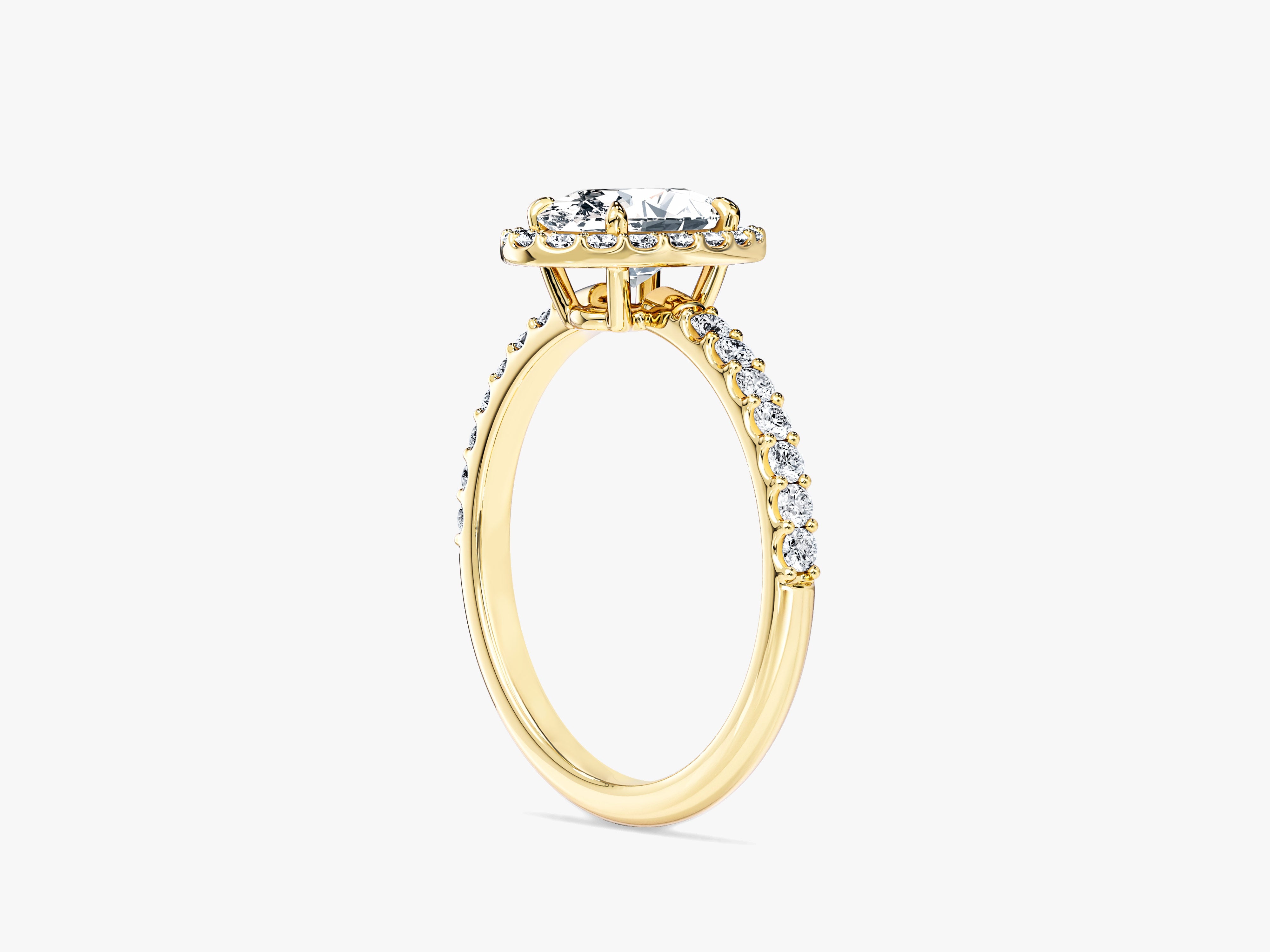 Oval Halo Lab Grown Diamond Engagement Ring with Pave Set Side Stones (1.00 CT)
