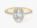 Oval Halo Lab Grown Diamond Engagement Ring with Pave Set Side Stones (1.00 CT)