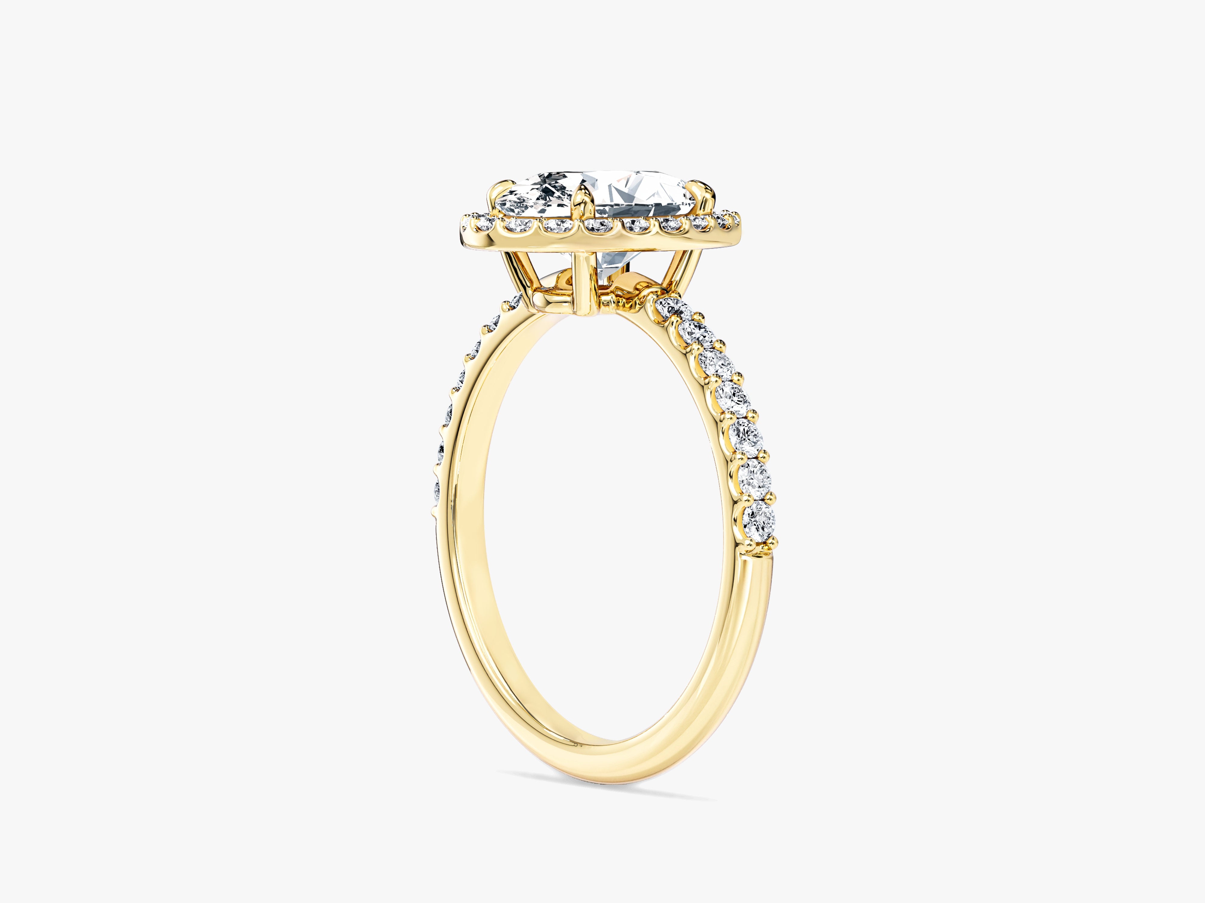 Oval Halo Moissanite Engagement Ring with Pave Set Side Stones (1.50 CT)