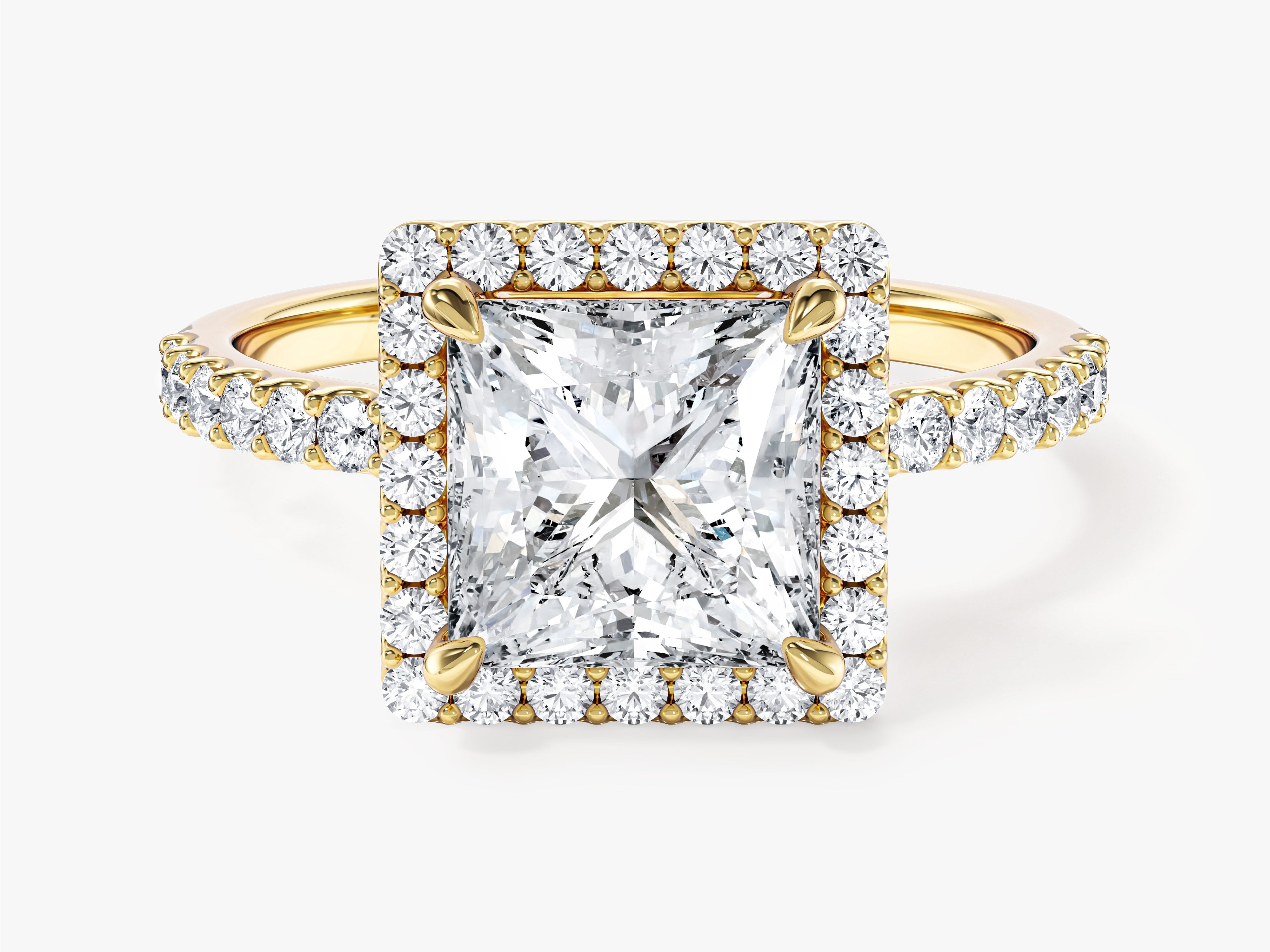 Princess Halo Lab Grown Diamond Engagement Ring with Pave Set Side Stones (2.00 CT)