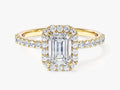 Emerald Halo Moissanite Engagement Ring with Pave Set Side Stones (1.00 CT)