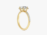 Cushion Halo Moissanite Engagement Ring with Pave Set Side Stones (1.50 CT)