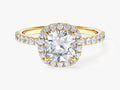 Cushion Halo Moissanite Engagement Ring with Pave Set Side Stones (1.50 CT)