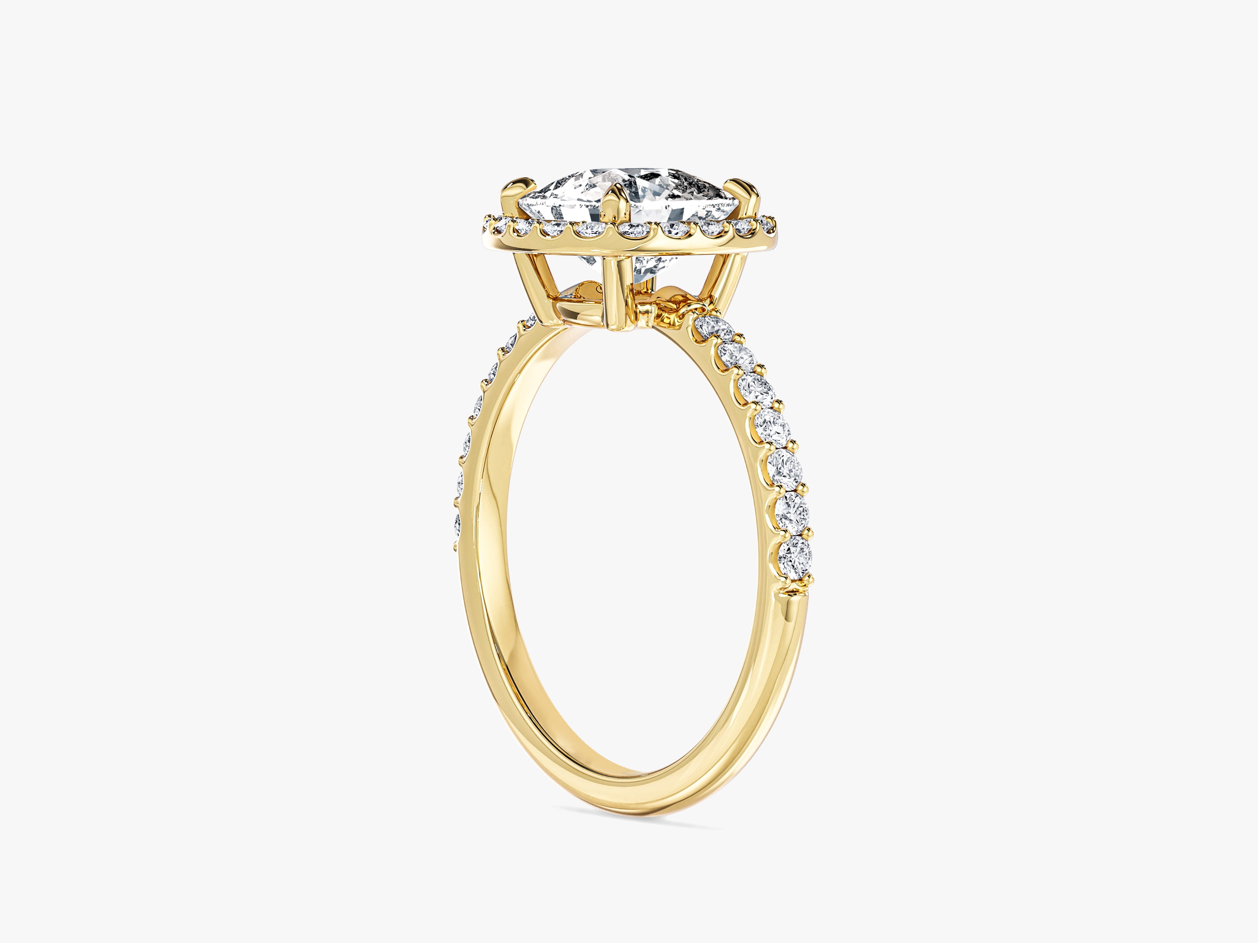 Cushion Halo Moissanite Engagement Ring with Pave Set Side Stones (2.00 CT)
