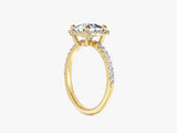 Cushion Halo Moissanite Engagement Ring with Pave Set Side Stones (2.00 CT)