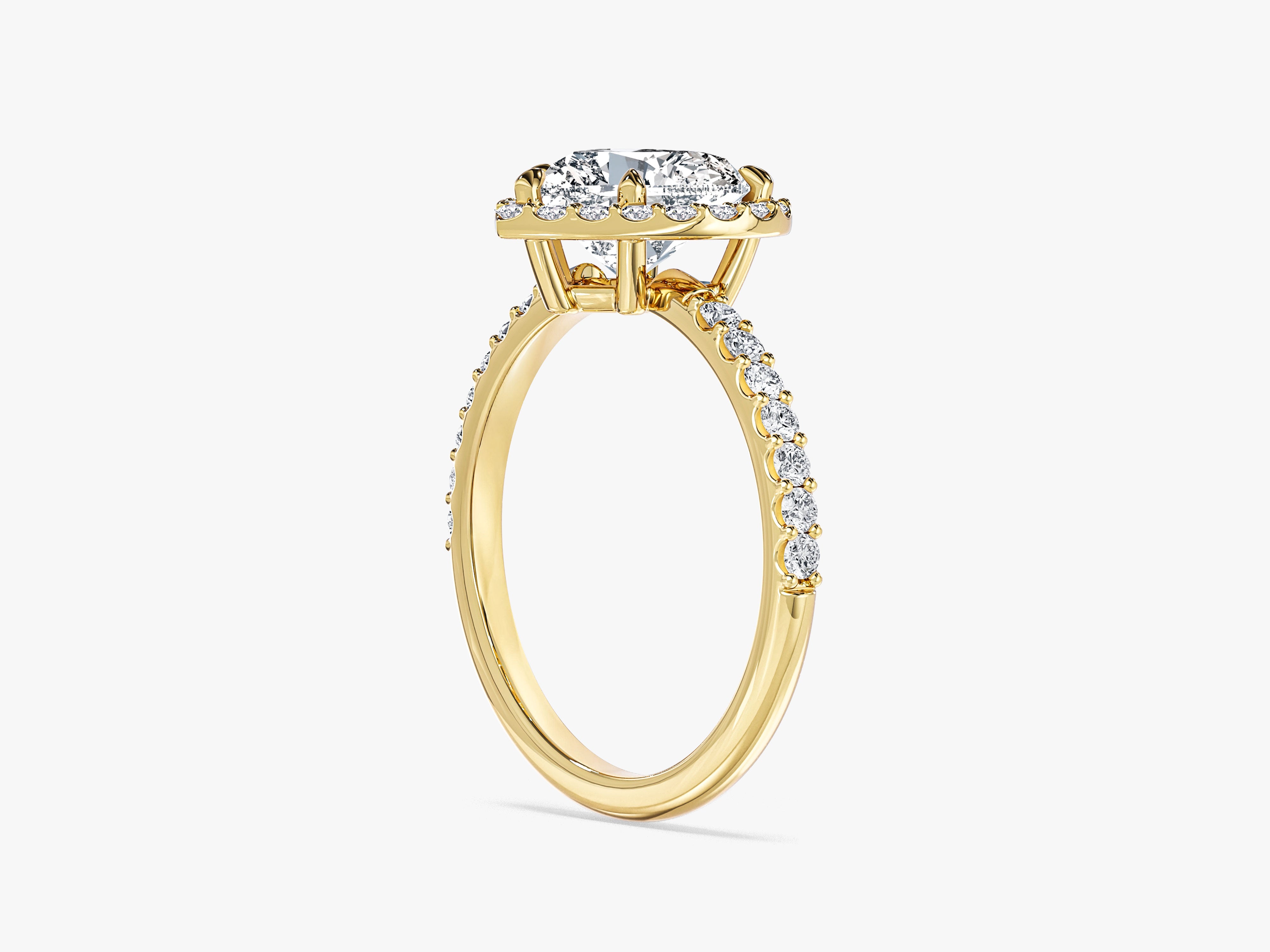 Heart Halo Moissanite Engagement Ring with Pave Set Side Stones (1.50 CT)