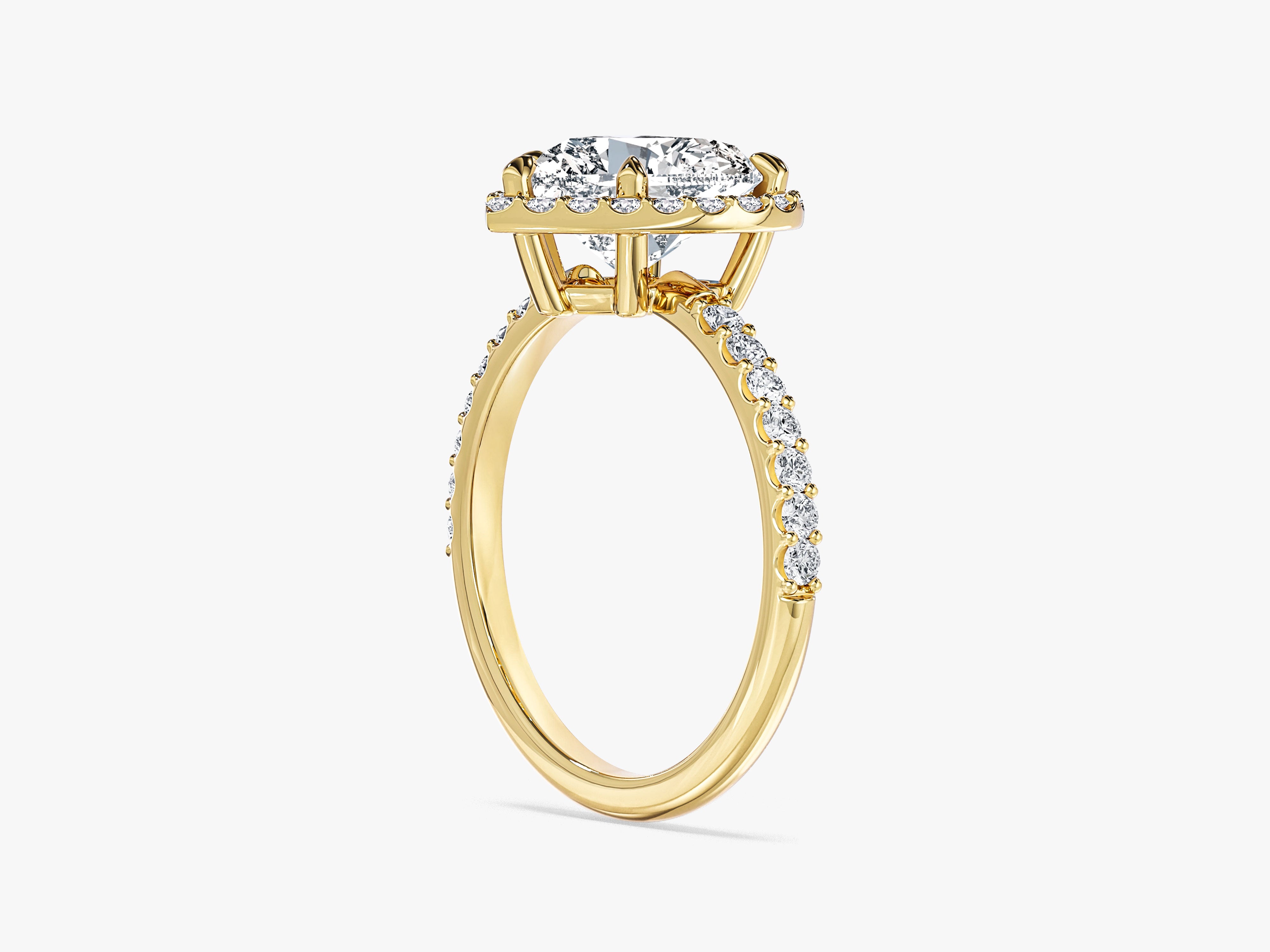 Heart Halo Lab Grown Diamond Engagement Ring with Pave Set Side Stones (2.00 CT)