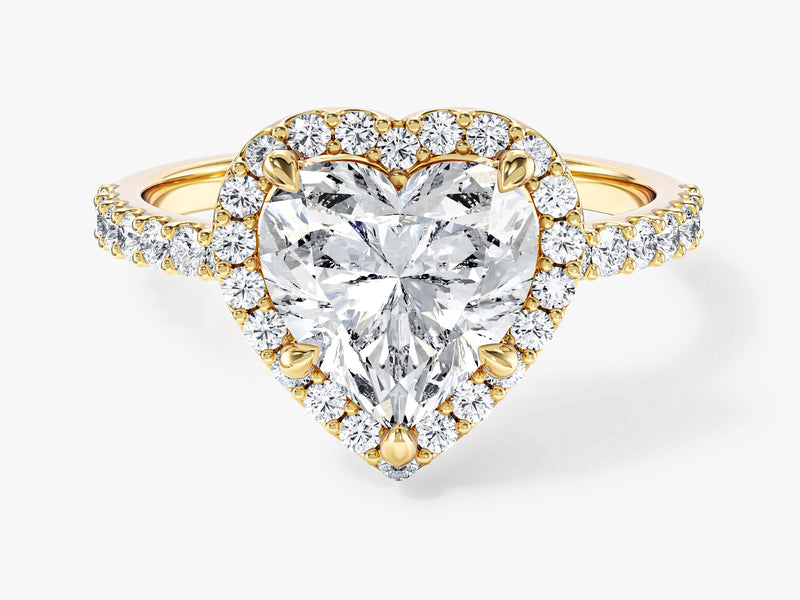 Heart Halo Moissanite Engagement Ring with Pave Set Side Stones (2.00 CT)