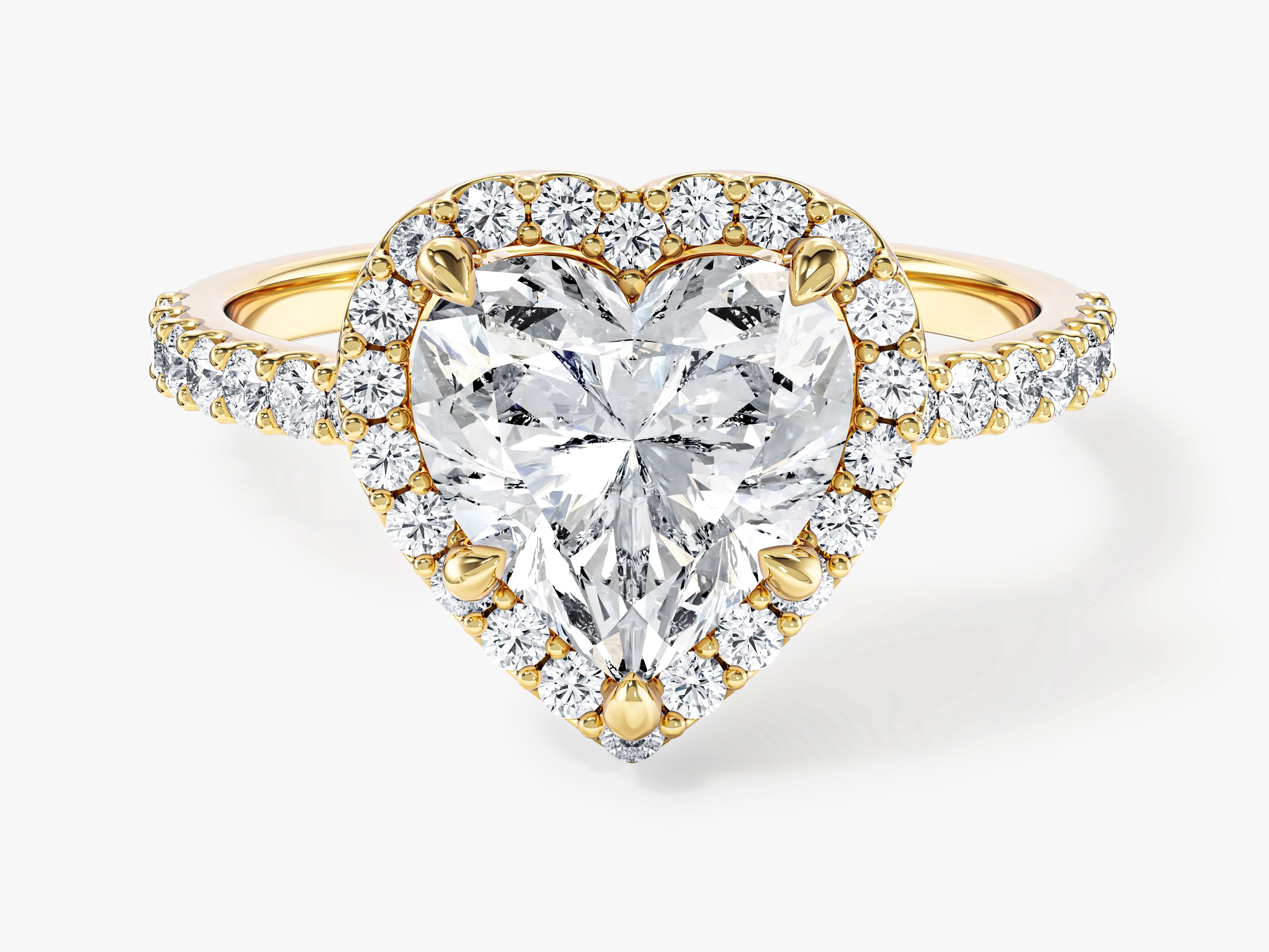 Heart Halo Lab Grown Diamond Engagement Ring with Pave Set Side Stones (2.00 CT)