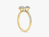 Radiant Halo Moissanite Engagement Ring with Pave Set Side Stones (1.00 CT)