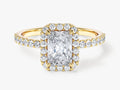 Radiant Halo Moissanite Engagement Ring with Pave Set Side Stones (1.00 CT)