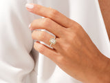 Emerald cut diamond engagement ring with halo, jewelry