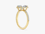 Radiant Halo Moissanite Engagement Ring with Pave Set Side Stones (1.50 CT)