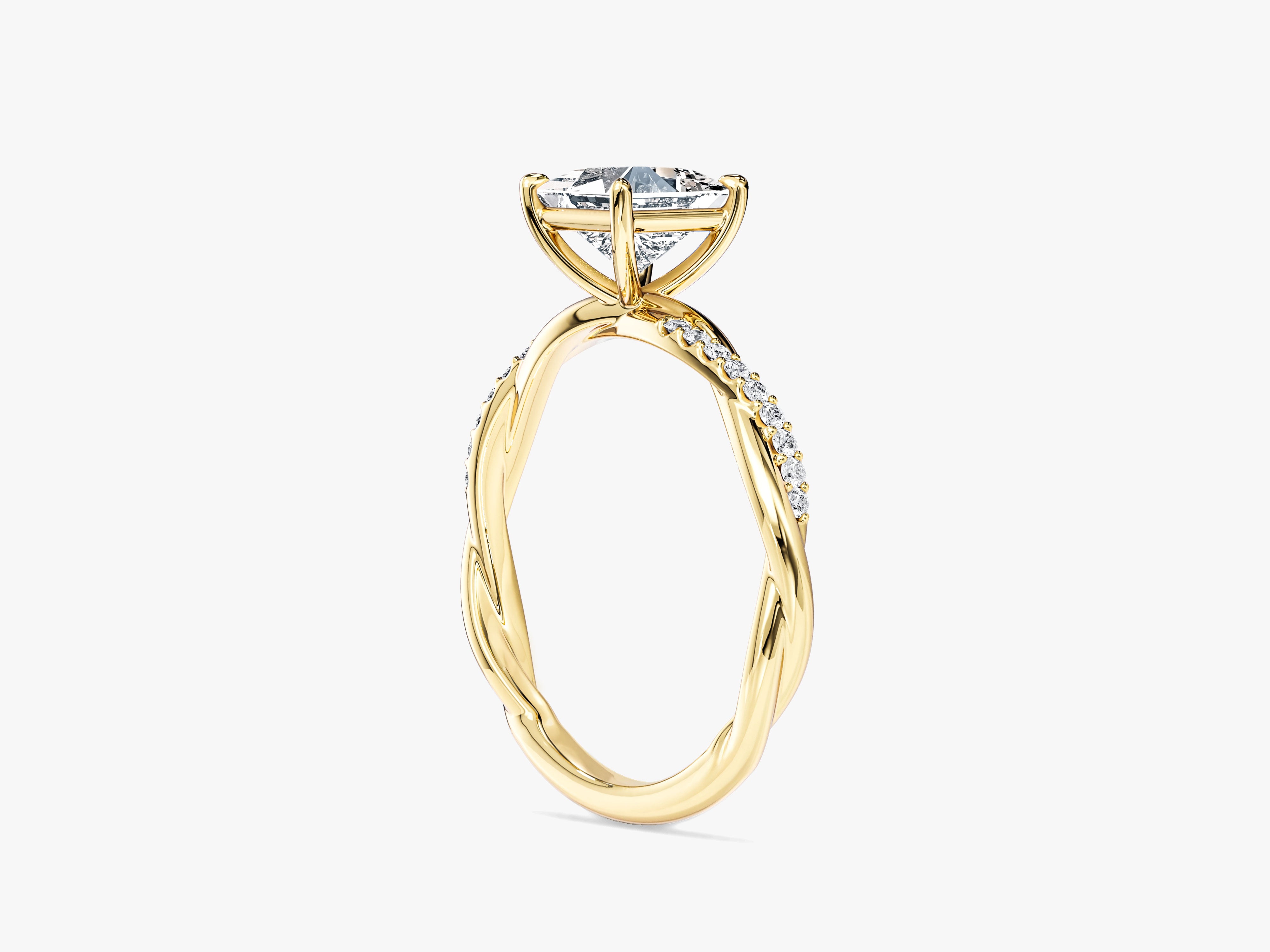 Princess Twisted Moissanite Engagement Ring with Pave Set Side Stones (1.00 CT)