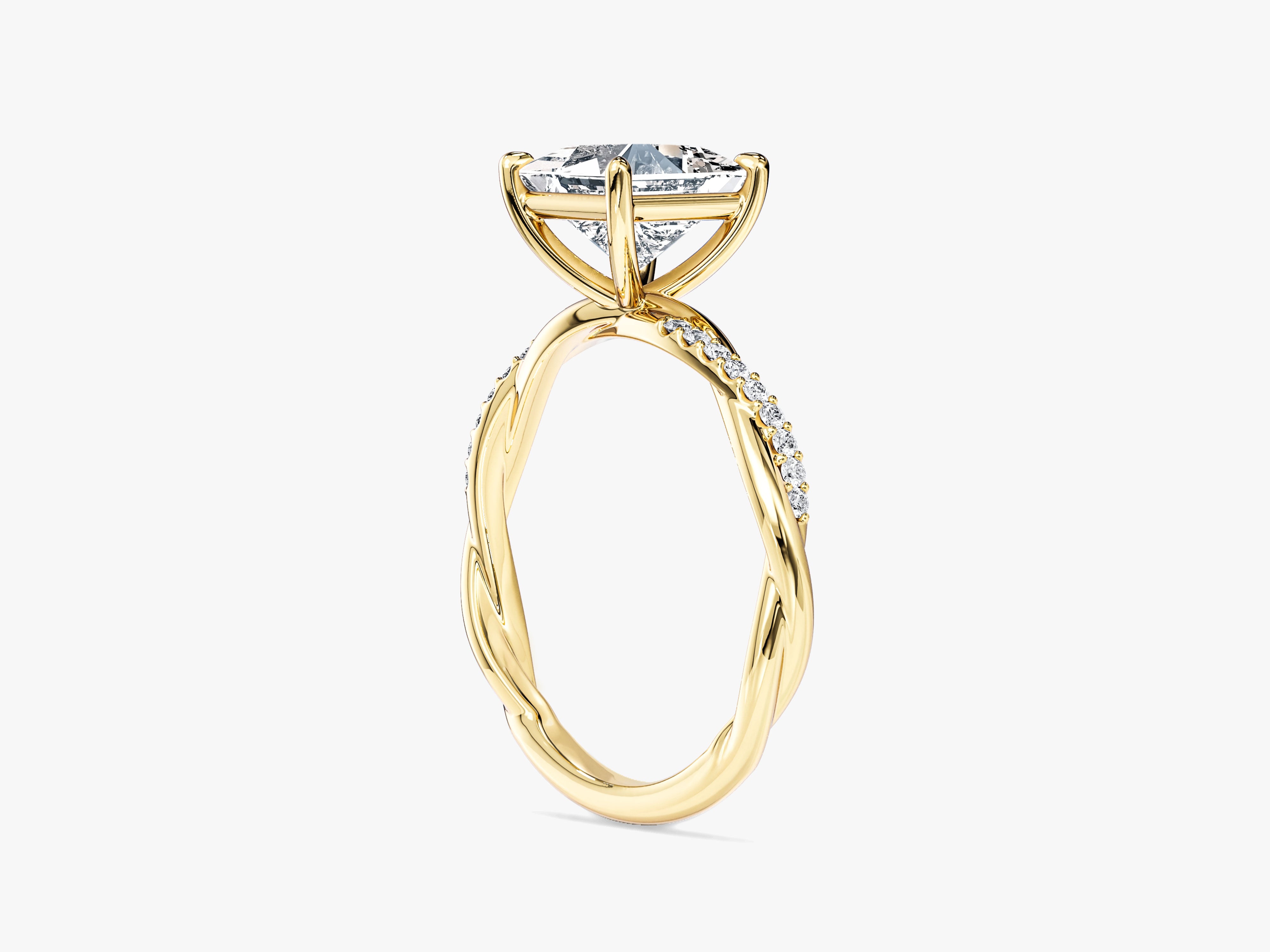 Princess Twisted Moissanite Engagement Ring with Pave Set Side Stones (1.50 CT)