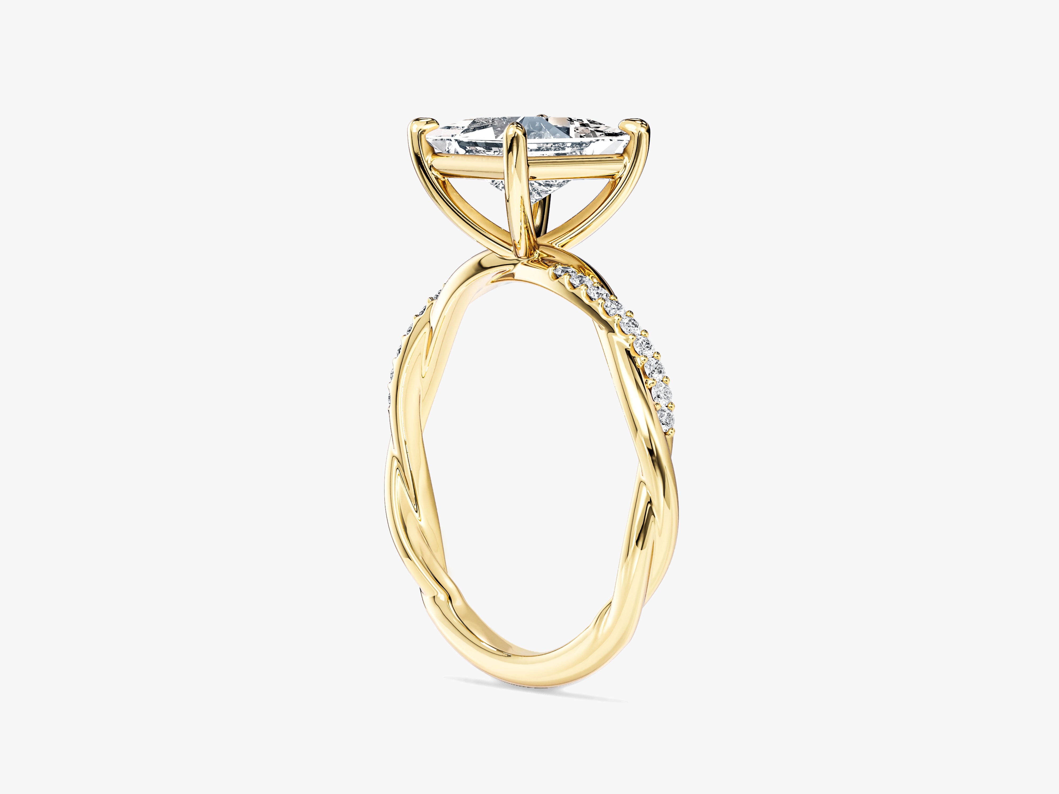 Princess Twisted Moissanite Engagement Ring with Pave Set Side Stones (2.00 CT)