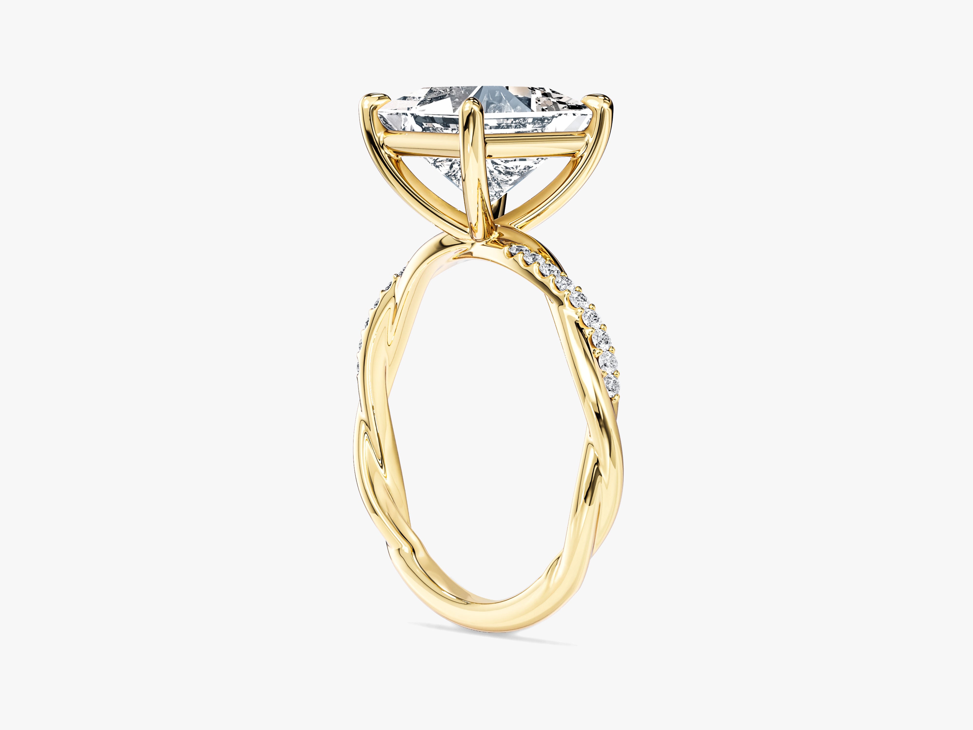 Princess Twisted Moissanite Engagement Ring with Pave Set Side Stones (3.00 CT)