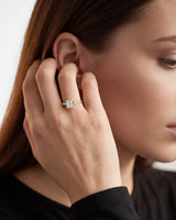 Emerald Twisted Moissanite Engagement Ring with Pave Set Side Stones (1.00 CT)
