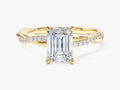 Emerald Twisted Lab Grown Diamond Engagement Ring with Pave Set Side Stones (1.50 CT)