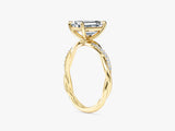 Emerald Twisted Moissanite Engagement Ring with Pave Set Side Stones (2.00 CT)