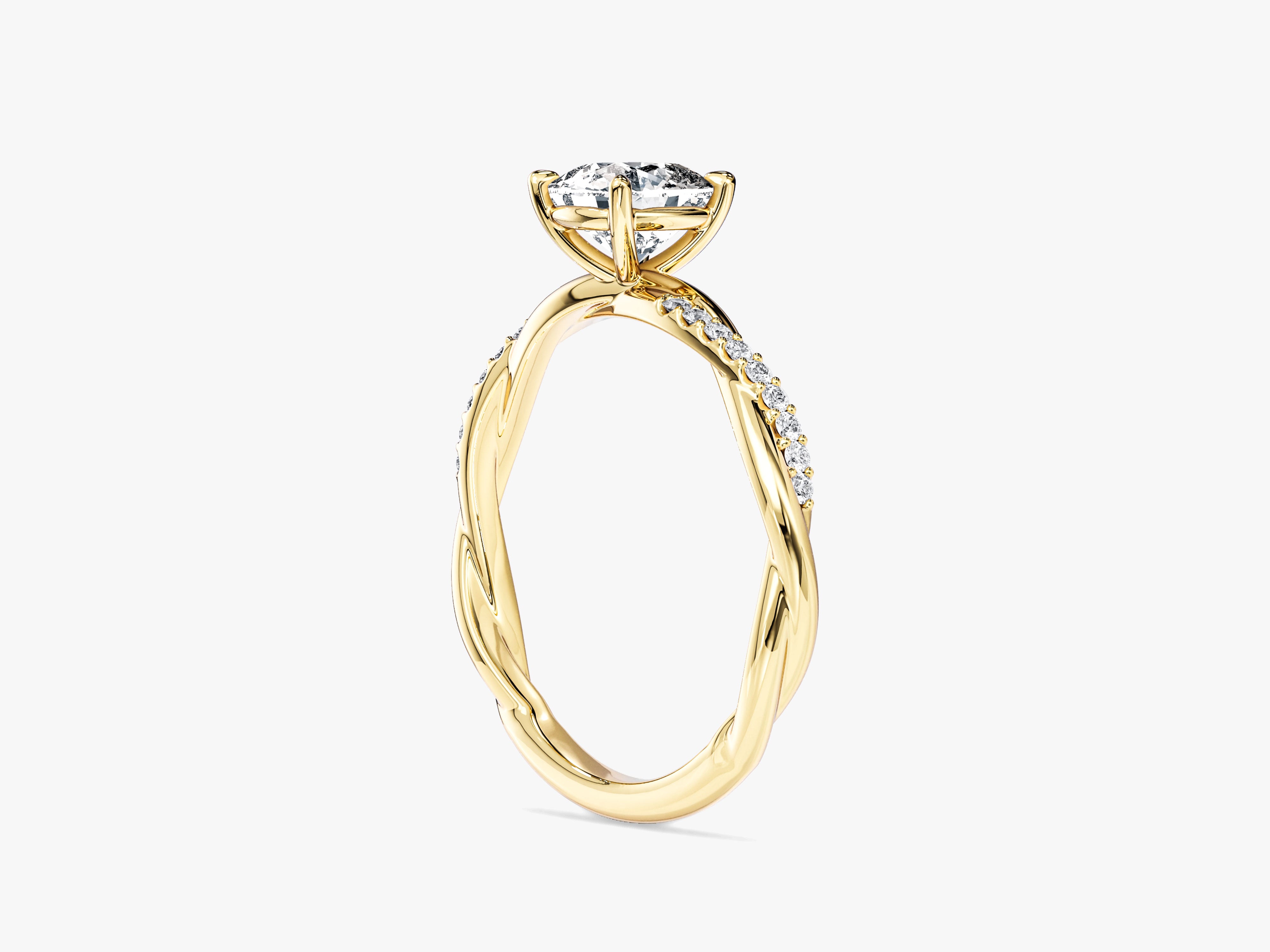 Cushion Twisted Moissanite Engagement Ring with Pave Set Side Stones (1.00 CT)
