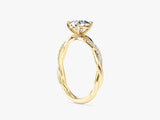 Cushion Twisted Moissanite Engagement Ring with Pave Set Side Stones (1.00 CT)