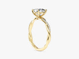 Cushion Twisted Moissanite Engagement Ring with Pave Set Side Stones (1.50 CT)