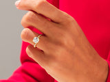 Diamond engagement ring on a hand, jewelry for her