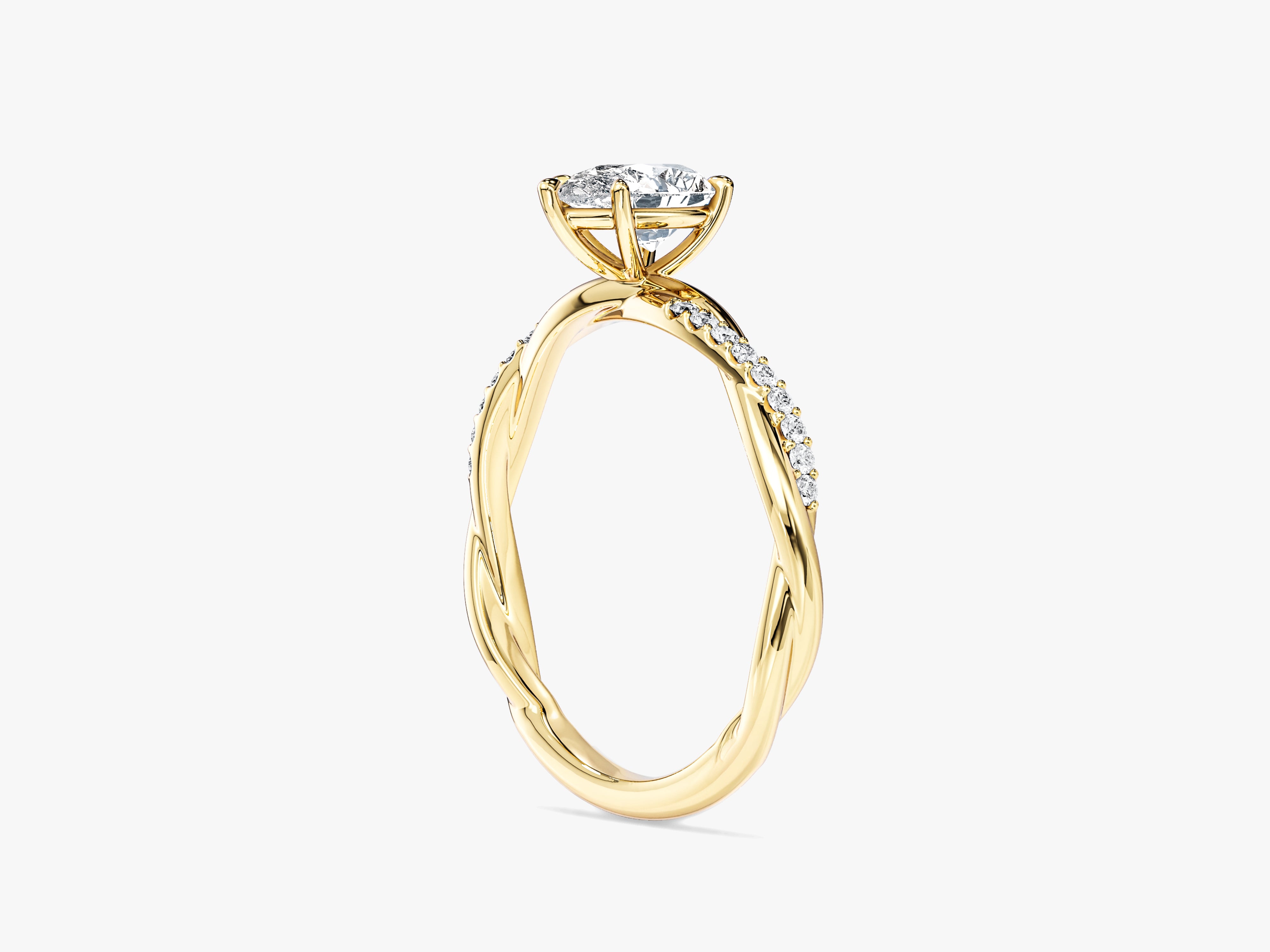 Pear Twisted Moissanite Engagement Ring with Pave Set Side Stones (1.00 CT)
