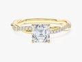 Asscher Twisted Moissanite Engagement Ring with Pave Set Side Stones (1.00 CT)